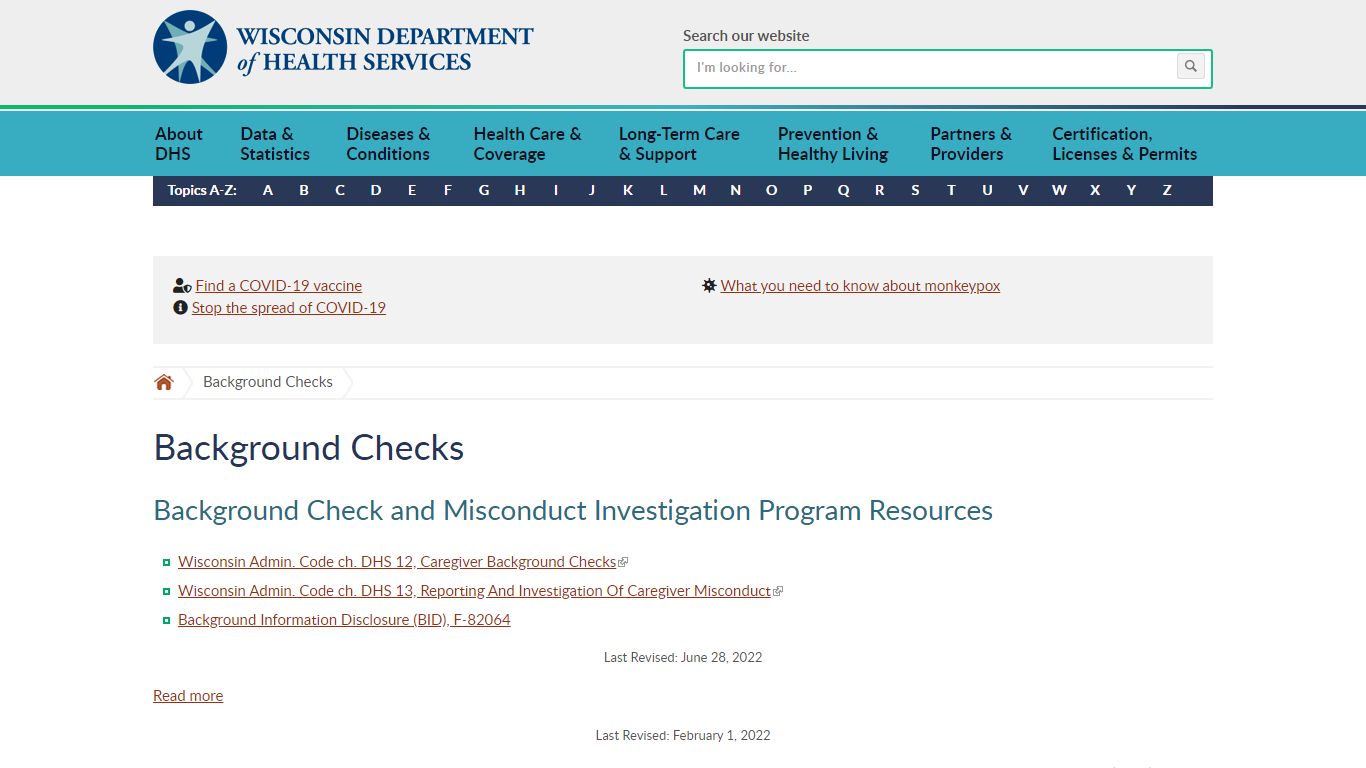 Background Checks | Wisconsin Department of Health Services